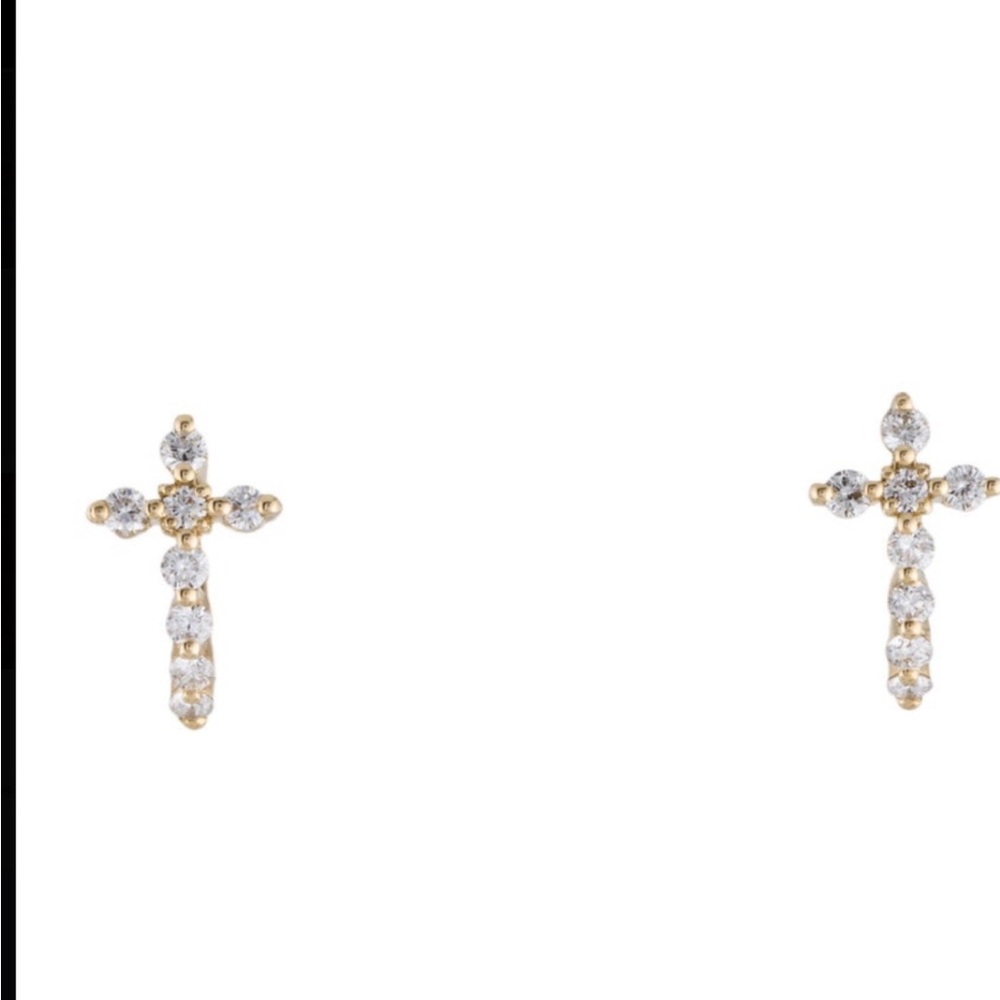 14K Diamond Cross Gold Earrings